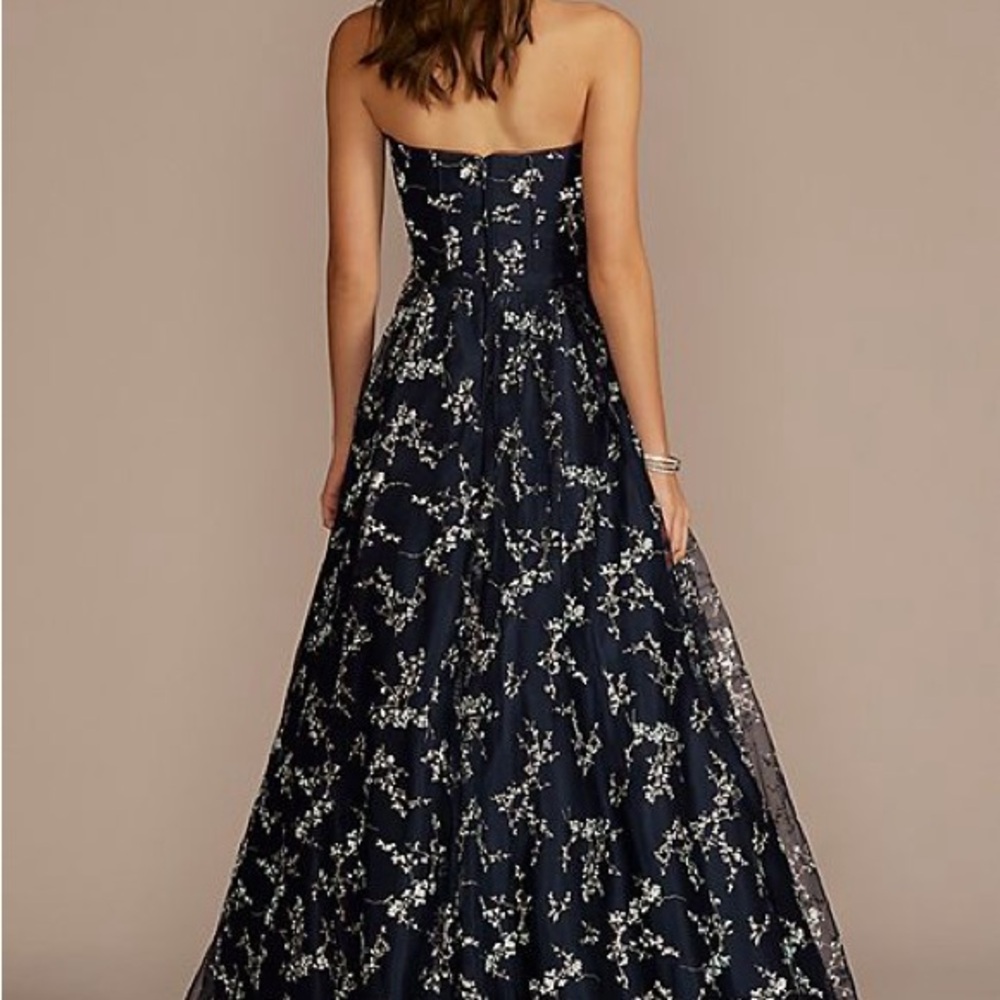 strapless glitter mesh ball gown with corset - Picture 2 of 6